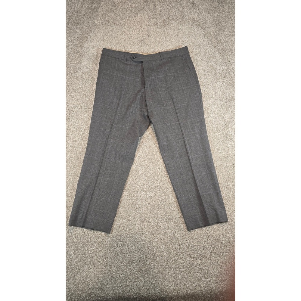 Brooks Brothers Explorer Vitale Barberis Canonico Grey Plaid Dress Pants 36x23.5